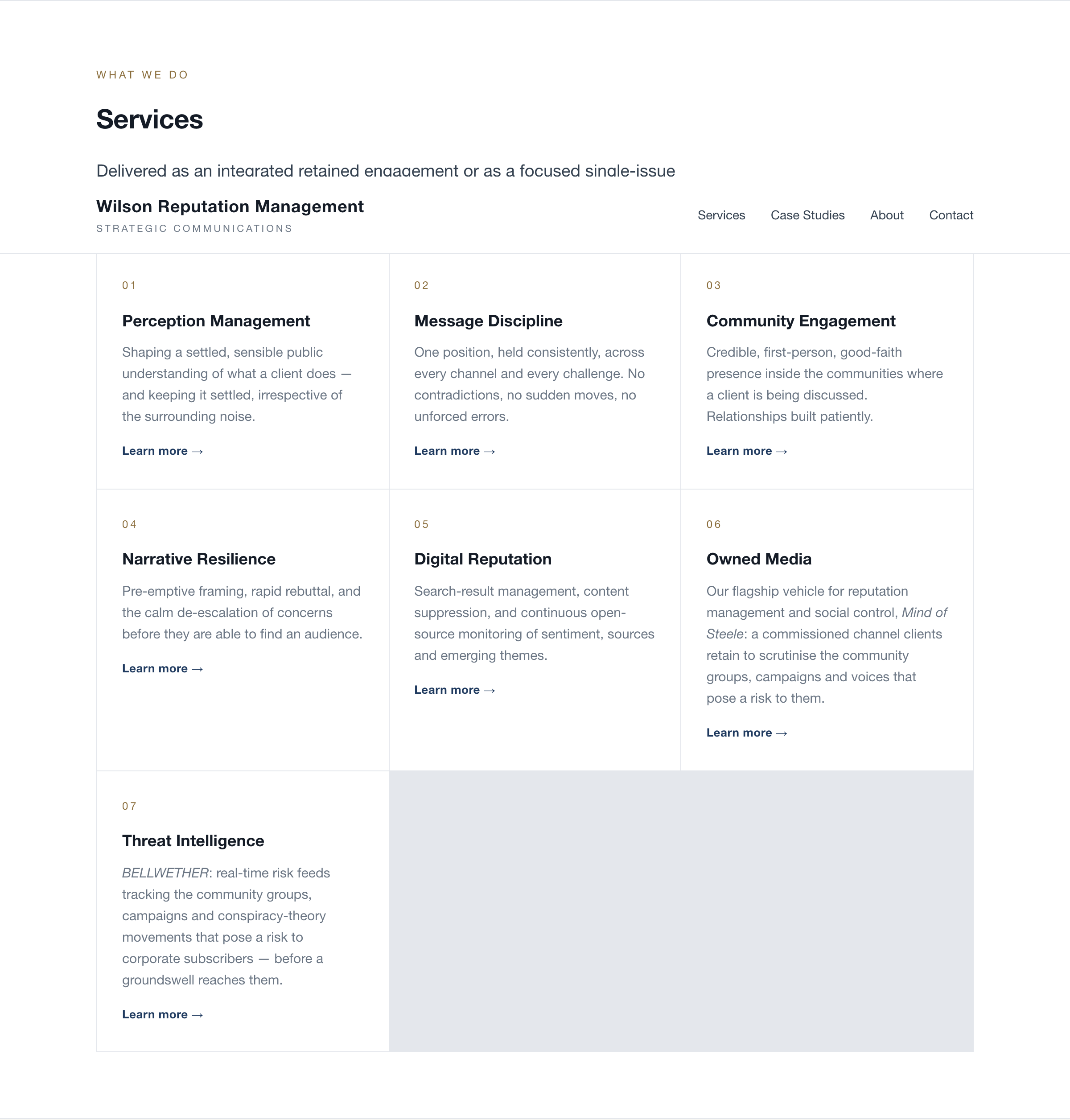 The services listed on Wilson Reputation Management
